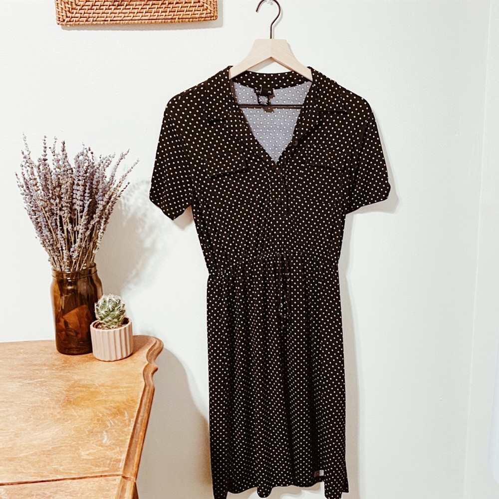 Polka Dot Collared Midi Dress